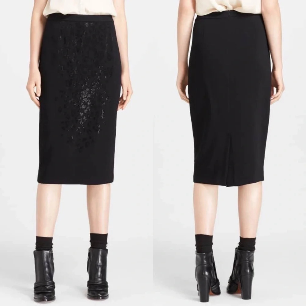 NWOT A.L.C. Lee Crystal Embellished Pencil Skirt Black Contemporary Women’s 8